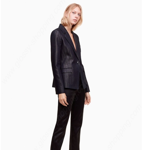 Talula indigo/silver metallic single button blazer - Picture 2 of 8